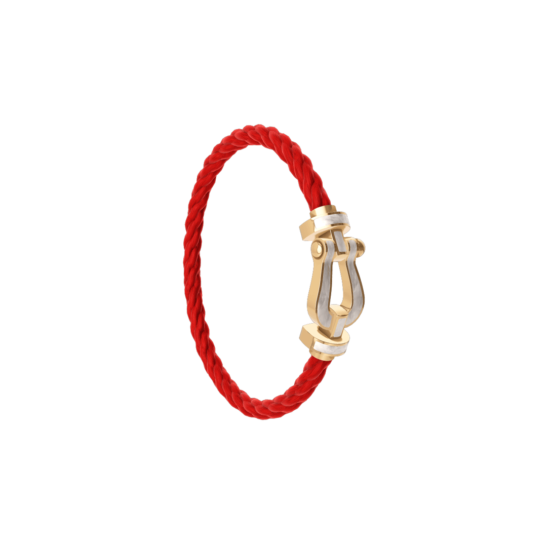 Fred FORCE 10 Red Cable 18k Yellow Gold Mother Of Pearl LG Buckle, Exclusively at Hamilton Jewelers