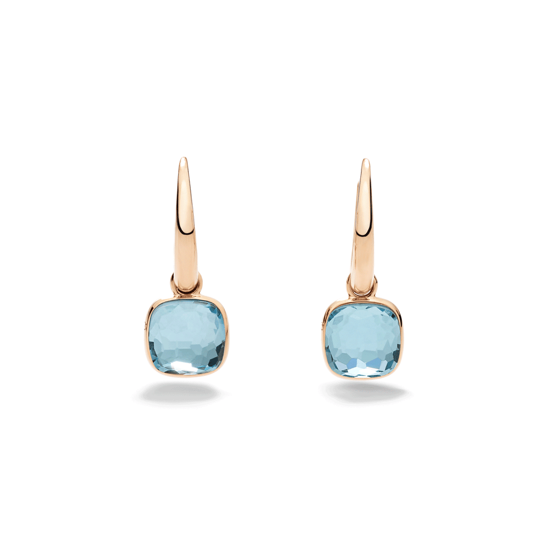 Pomellato Nudo 18k Rose Gold Blue Topaz Mini Earrings