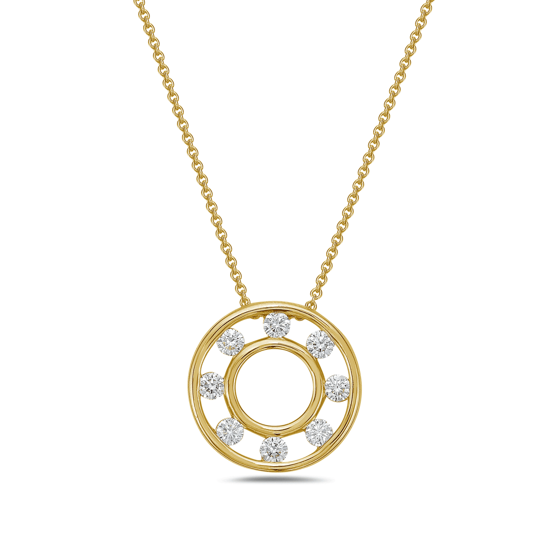 Charles Krypell 18k Yellow Gold Diamond Air Circle Pendant