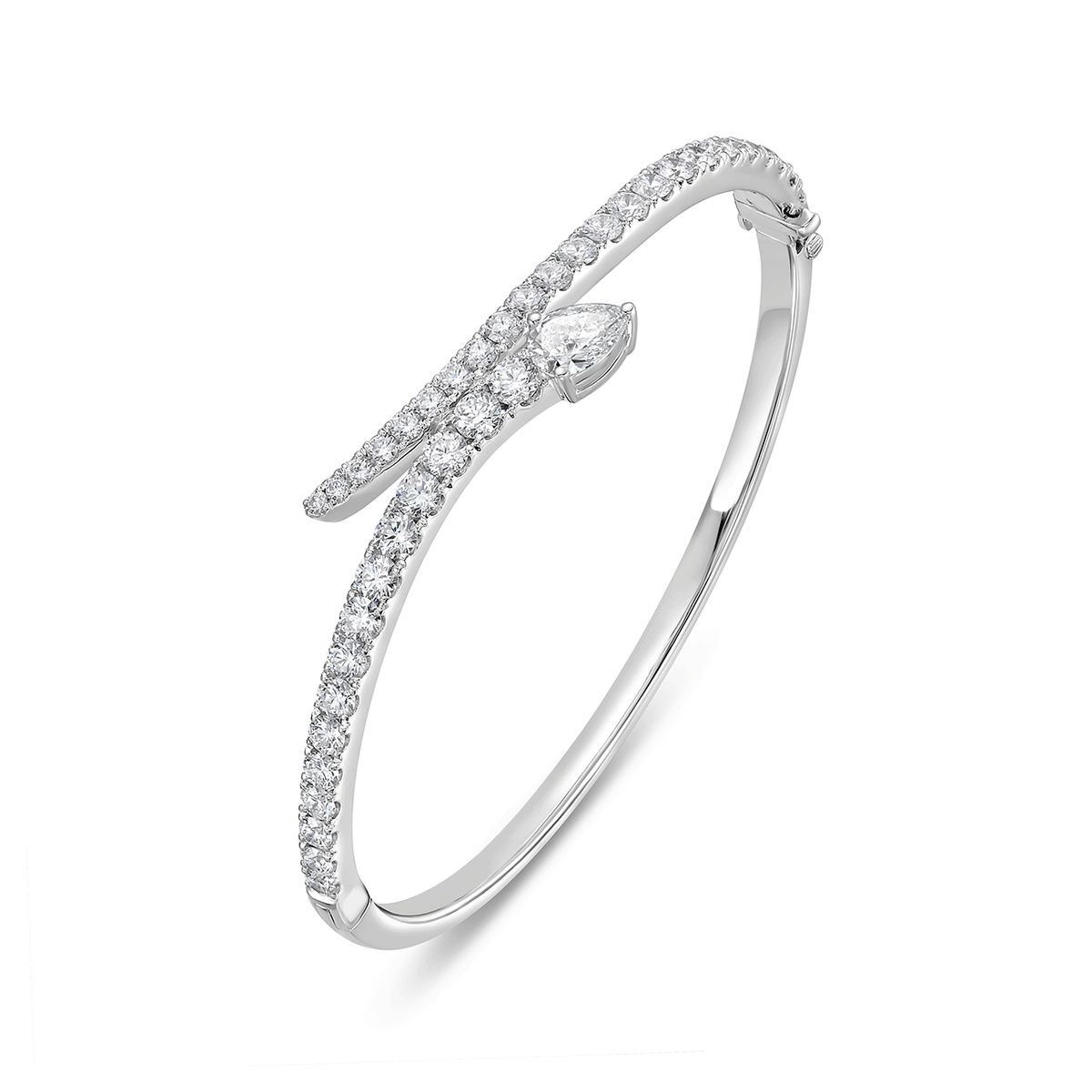 Charles Krypell 18k White Gold and 3.47 Total Weight Diamond Serpenti Bracelet