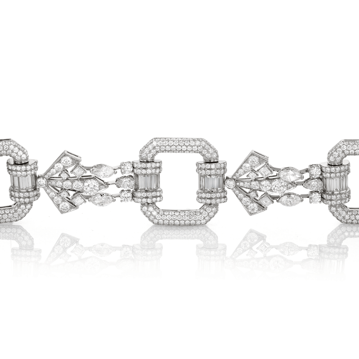 Hamilton Private Reserve Collection Platinum and Diamond 24.99 Total Weight Art Deco Style Bracelet