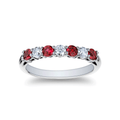 Platinum Alternating Diamond and Ruby .50 Total Weight Band