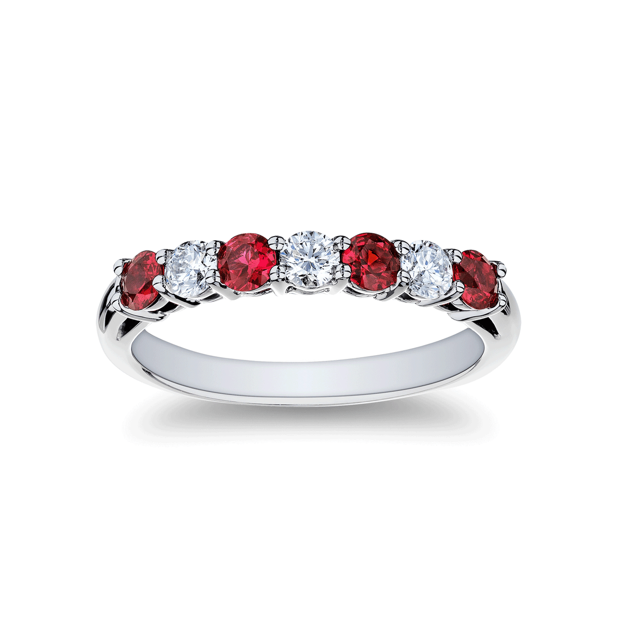 Platinum Alternating Diamond and Ruby .50 Total Weight Band