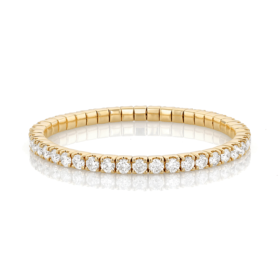 18k Yellow Gold and 11.10 Total Weight Diamond Line Flexible Bracelet