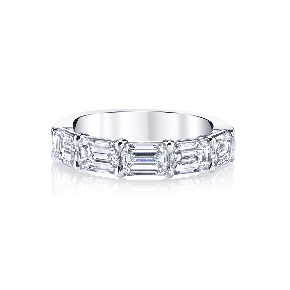 Platinum and 2.15 Total Weight Emerald Cut Diamond Five Stone Band