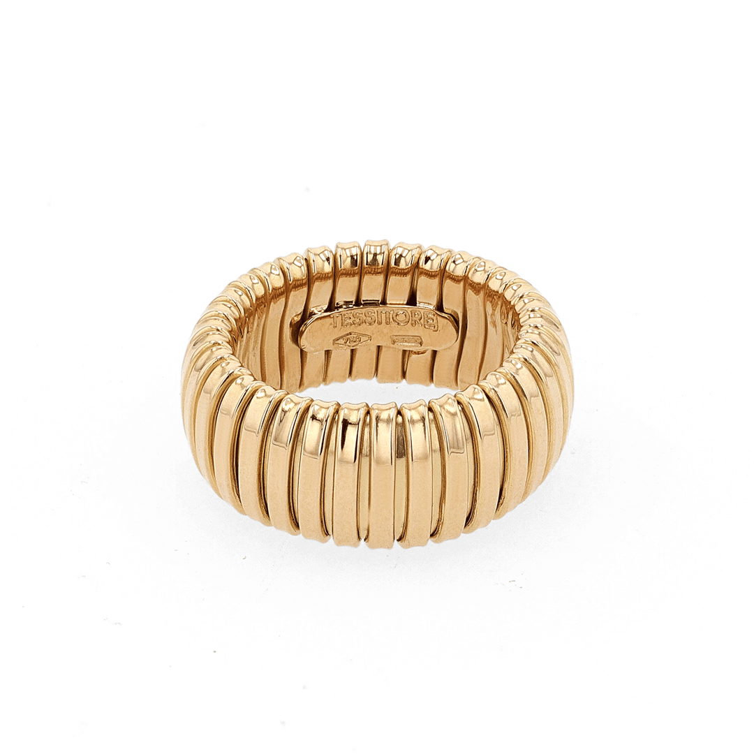1970's 18k Yellow Gold 10mm Woven Cobra Ring