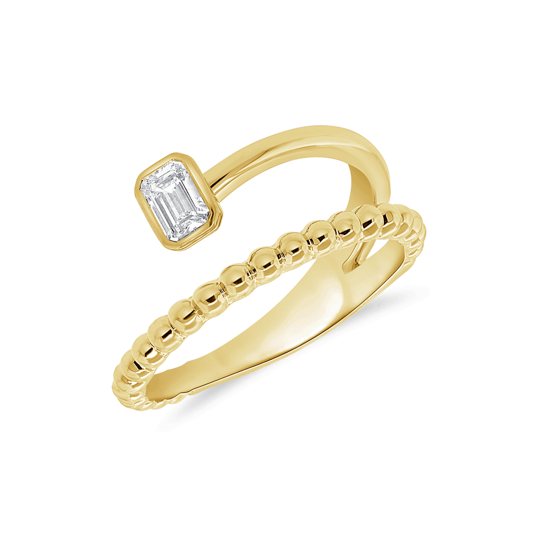 14k Yellow Gold and 0.25 Total Weight Emerald Cut Diamond Ring