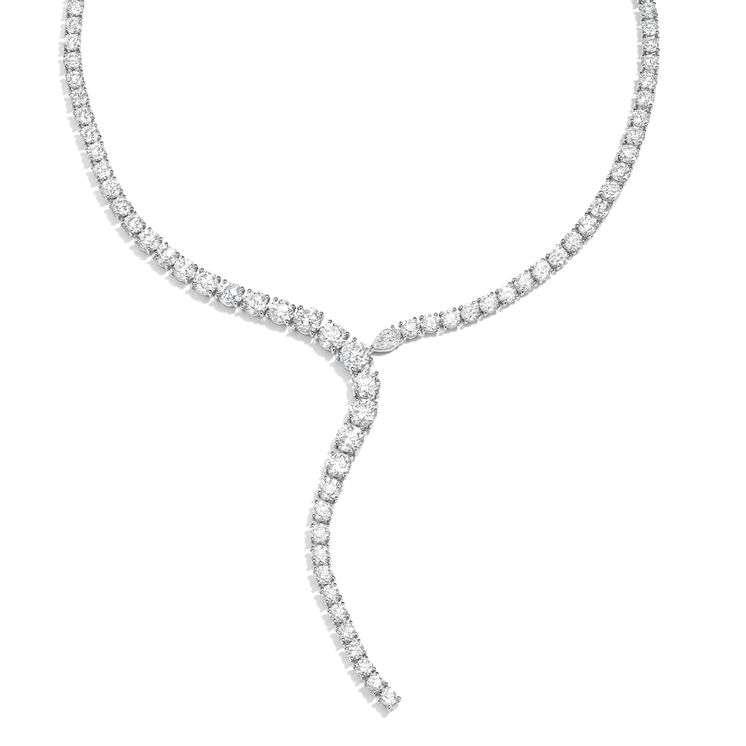 18k White Gold and 28.27 Total Weight Diamond Y Necklace