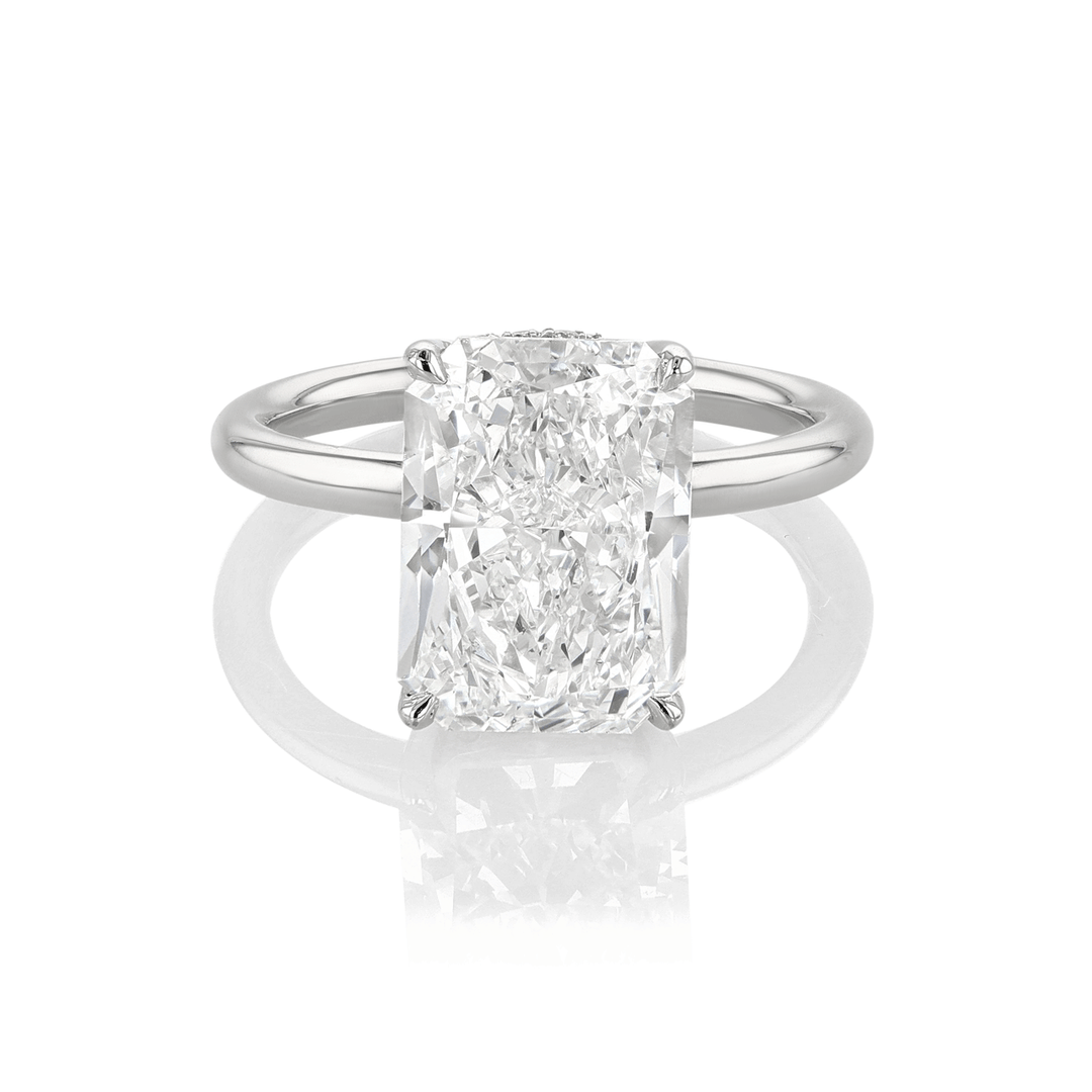 Hamilton Silhouette Platinum and Radiant Cut Diamond 5.02 Total Weight Engagement Ring