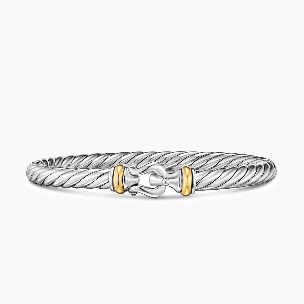 David Yurman Cable Flex® Buckle Bracelet Sterling Silver with 14K Yellow Gold 6mm Medium