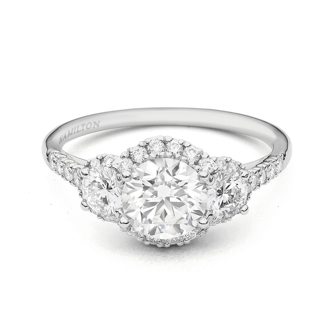 Hamilton Lisette Collection 18k White Gold and 0.43 Total Weight Diamond Three Stone  Mounting Ring