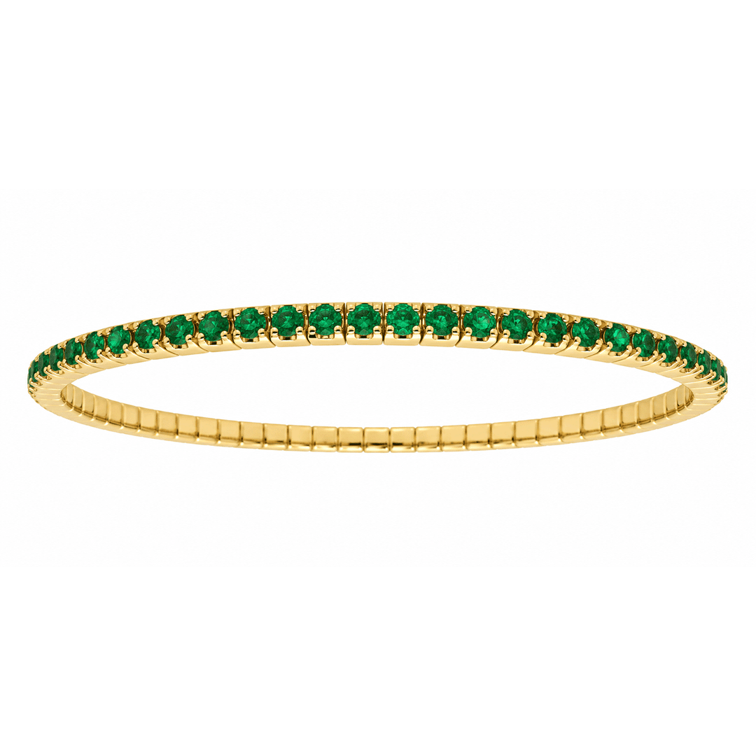 14k Yellow Gold and 2.96 Total Weight Emerald Expandable Bracelet