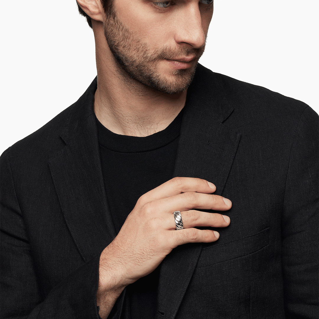 David Yurman Sculpted Cable Contour Band Ring in Sterling Silver