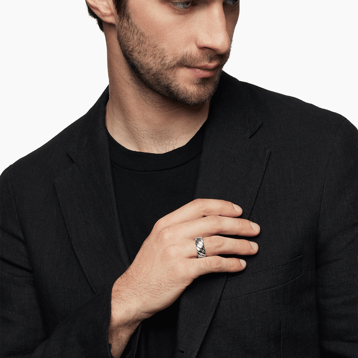 David Yurman Sculpted Cable Contour Band Ring in Sterling Silver