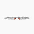 David Yurman Micro Cable Flex Bracelet Sterling Silver with 14k Yellow Gold and Rhodolite Garnets, 2.6mm