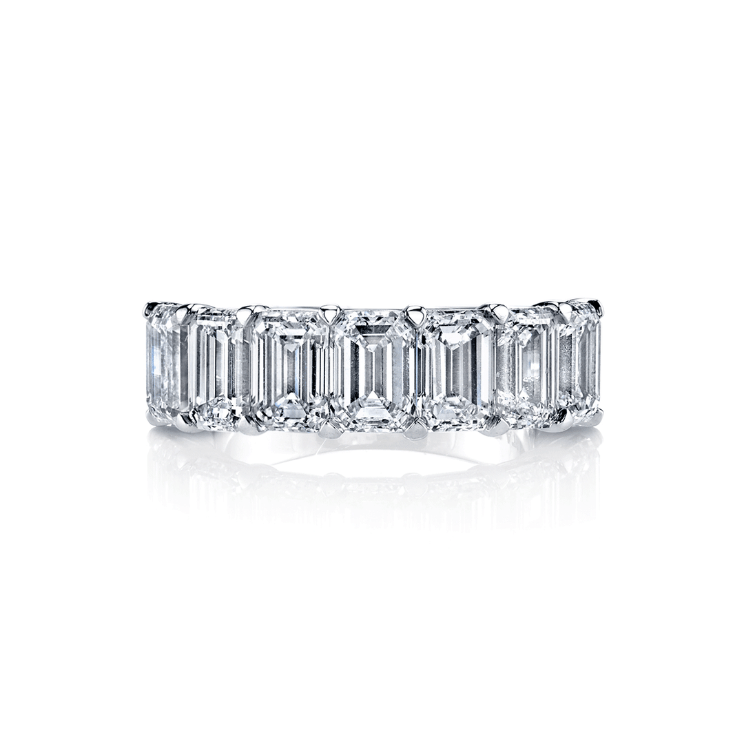 Platinum and 2.30 Total Weight Emerald Cut Diamond Seven Stone Band