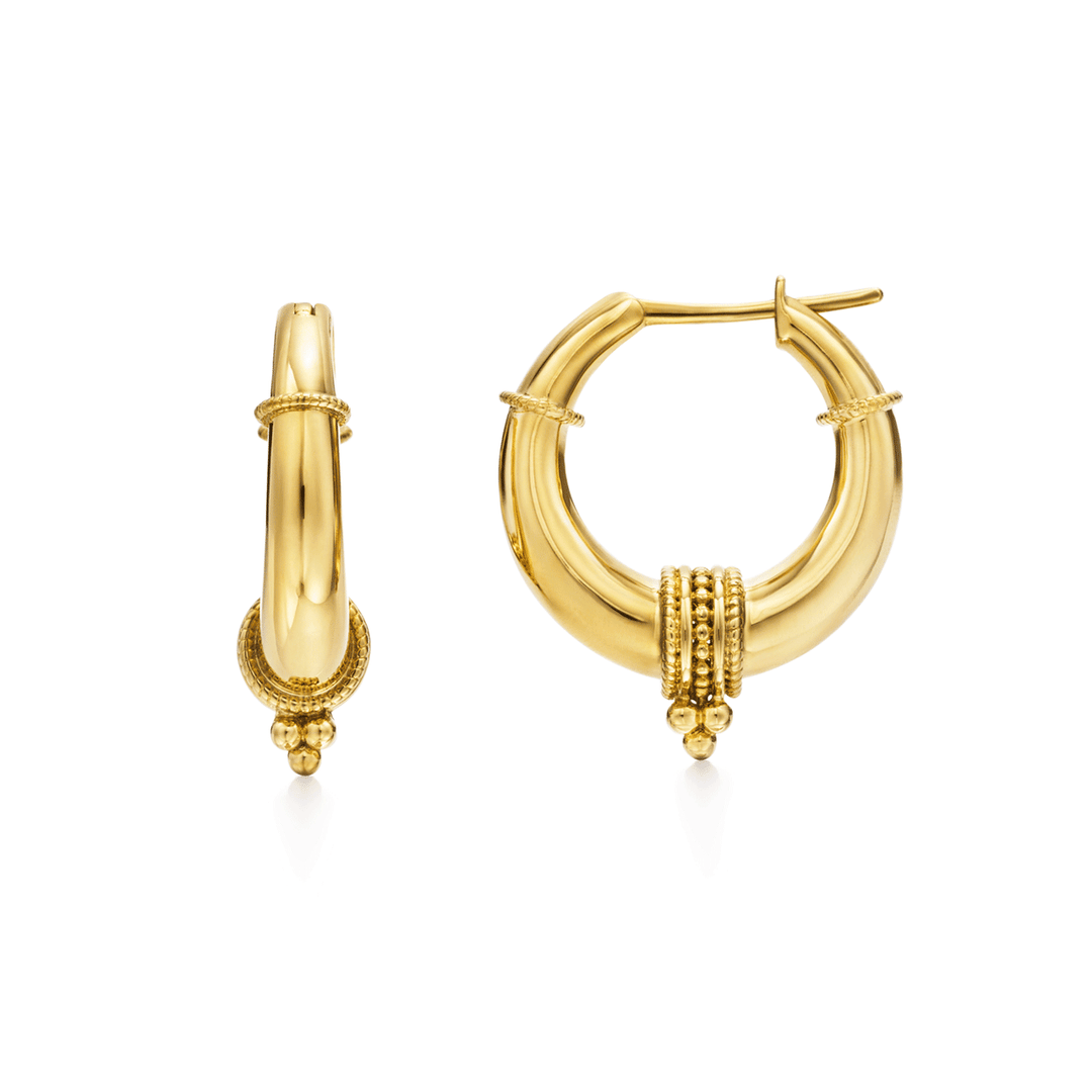 Temple St. Clair 18k Yellow Gold Hellenistic Hoop Earrings