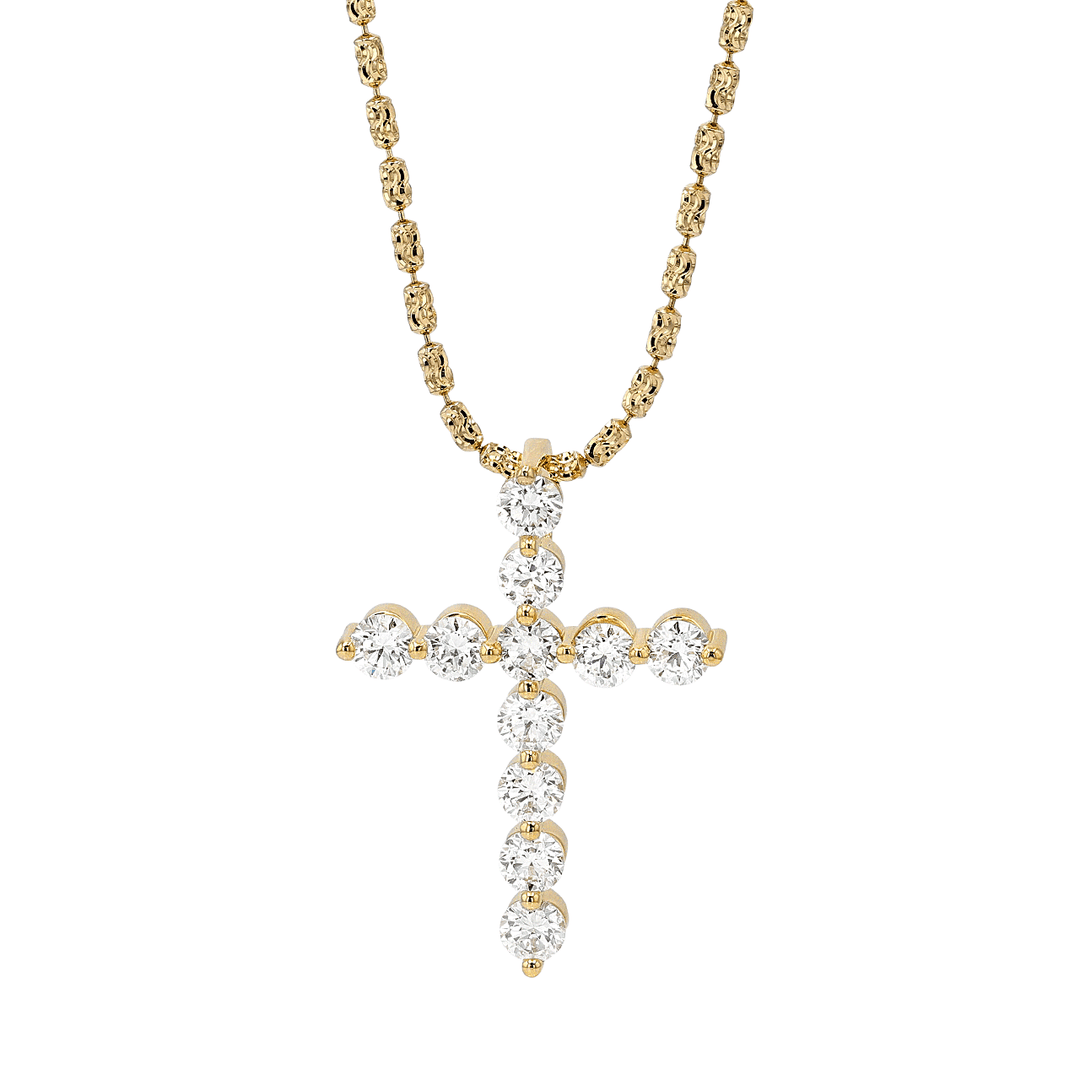 Hamilton Collection 18k Yellow Gold and 3.63 Total Weight Diamond Cross Pendant