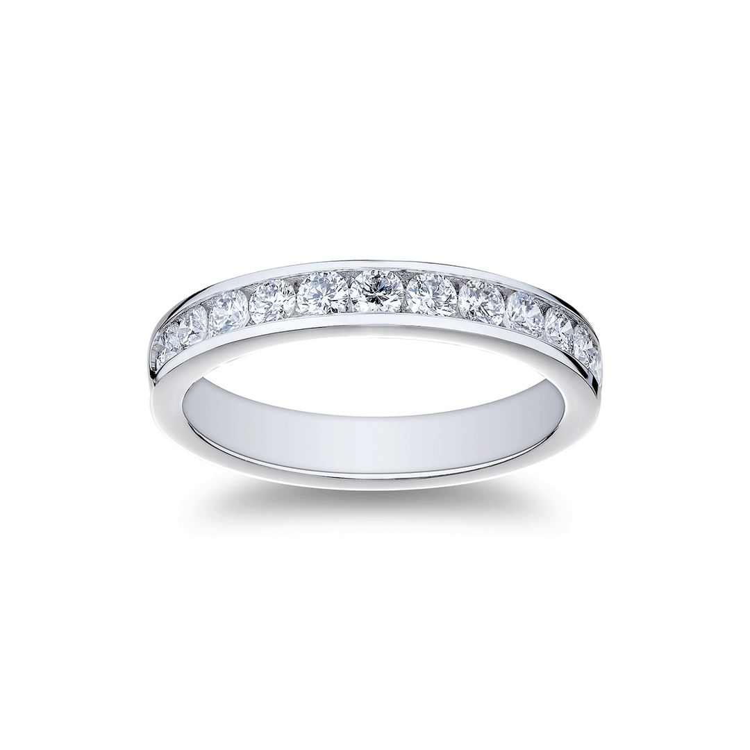 18k White Gold and 0.72 Total Weight Diamond Channel Band