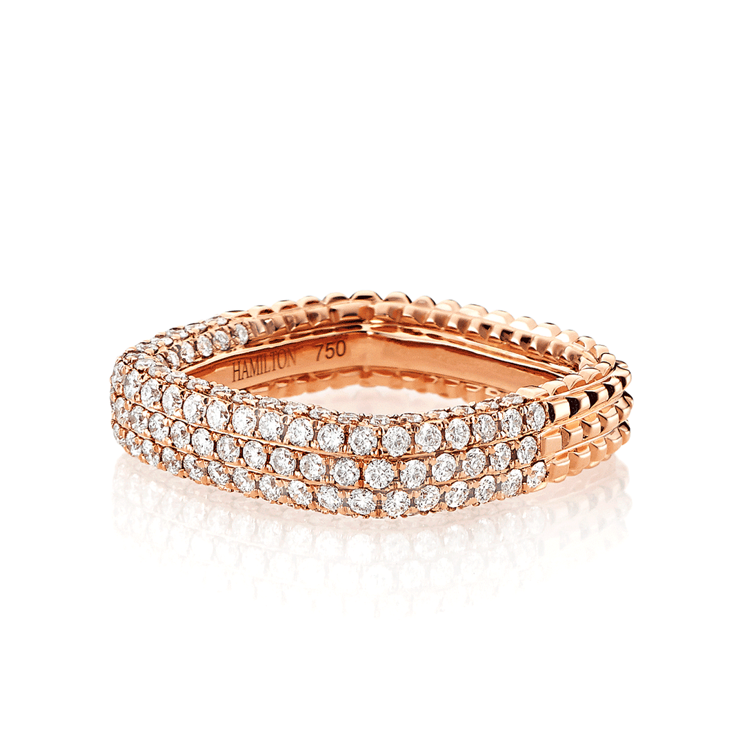 Mercer Three Row 18k Rose Gold and Diamond 1.28 Total Weight Ring