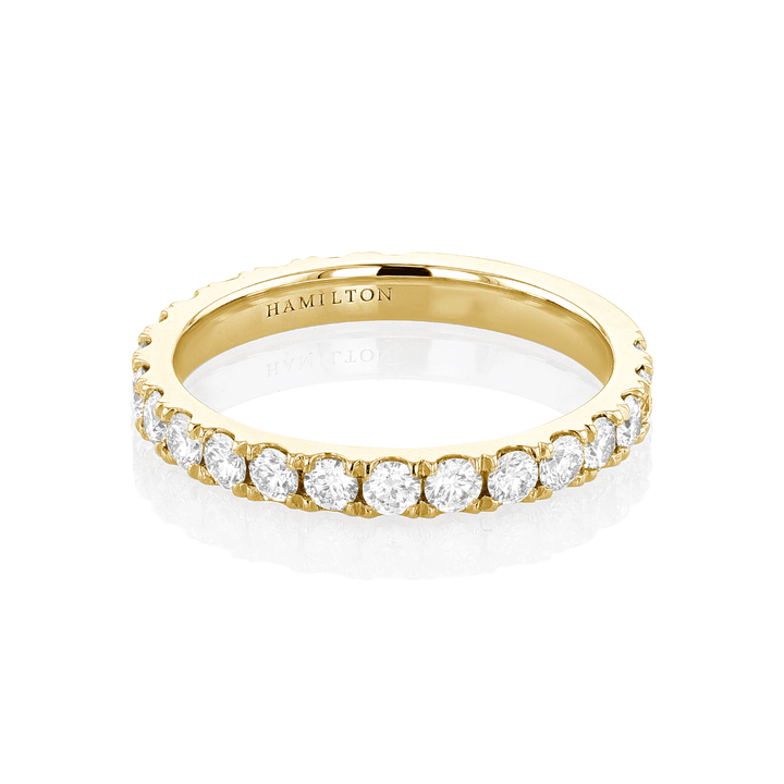 Lisette 18k Yellow Gold and Diamond 1.41 Total Weight 3/4 Way Around Band