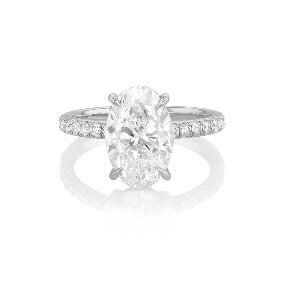 Hamilton Silhouette Collection 18k White Gold and 3.52 Total Weight Oval Diamond Engagement Ring