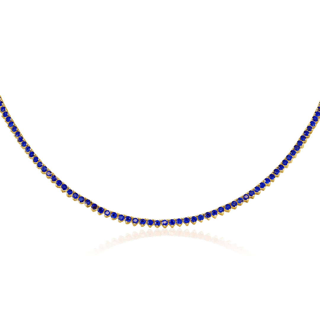 14K Gold Sapphire 6.68 Total Weight Line Necklace