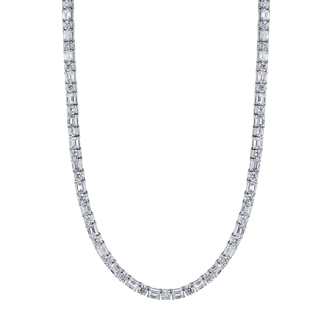 Platinum and Diamond 21.64 Total Weight Line Necklace
