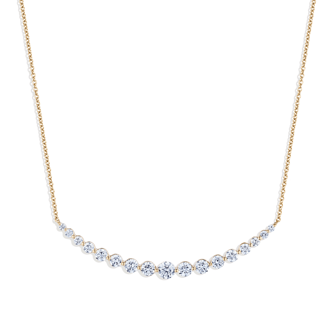 18k Yellow Gold and 1.90 Total Weight Diamond Graduated Necklace