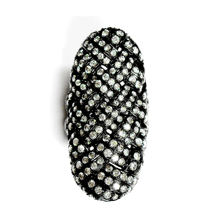 Etho Maria 18k White Black Gold and Diamond Weave Ring