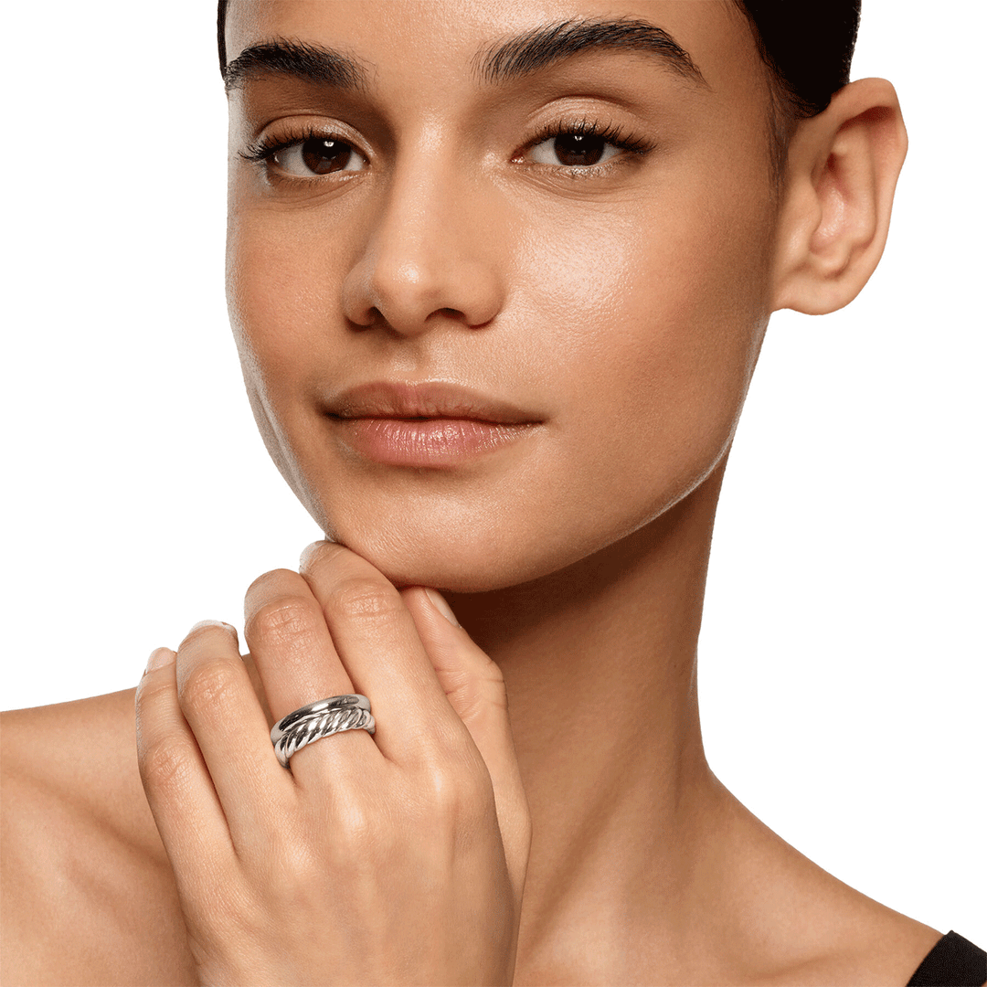 David Yurman Mercer Two Row Ring Sterling Silver, 8mm