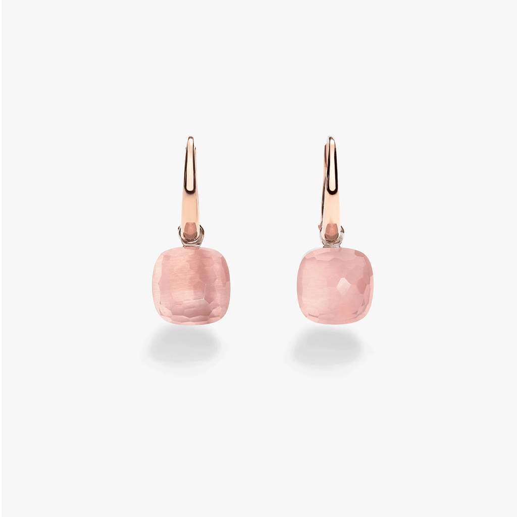 Pomellato Nudo Petit 18k Rose Gold White Gold and Rose Quartz Earrings