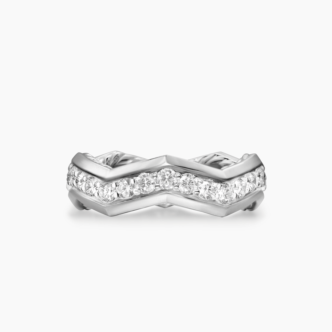 David Yurman Zig Zag Stax™ Ring Sterling Silver with Diamonds, 5mm