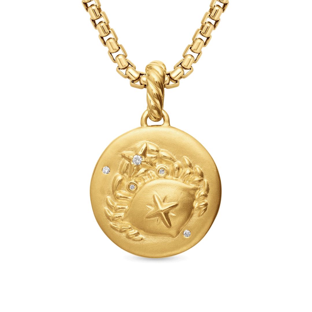 David Yurman Cancer Amulet 18K Yellow Gold with Diamonds, 19mm