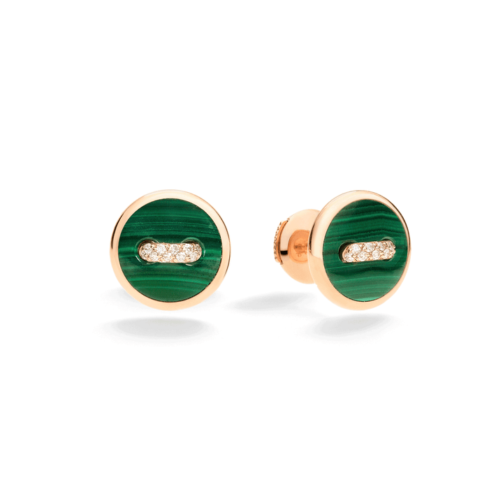 Pom Pom Dot 18k Rose Gold Malachite Diamond Earrings