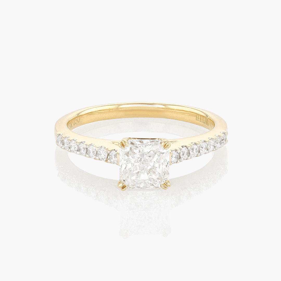 Hamilton Cherish 18k Yellow Gold and Princess Cut Diamond 1.00 Total Weight Engagement Ring