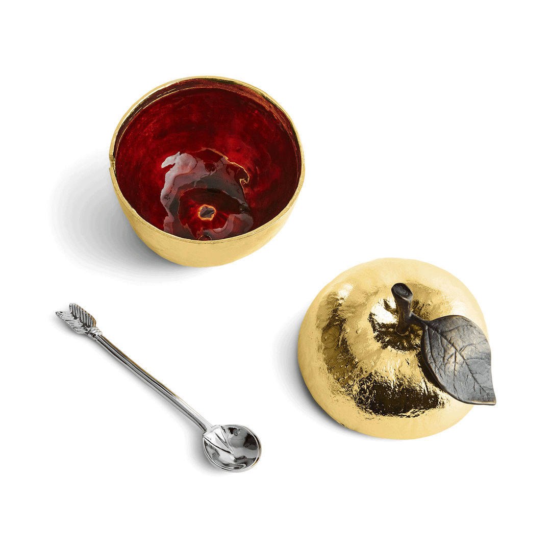 Michael Aram Gold Apple Honey Pot With Spoon