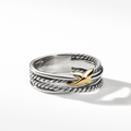 David YurmanX Crossover Band Ring Sterling Silver with 18K Yellow Gold, 6mm