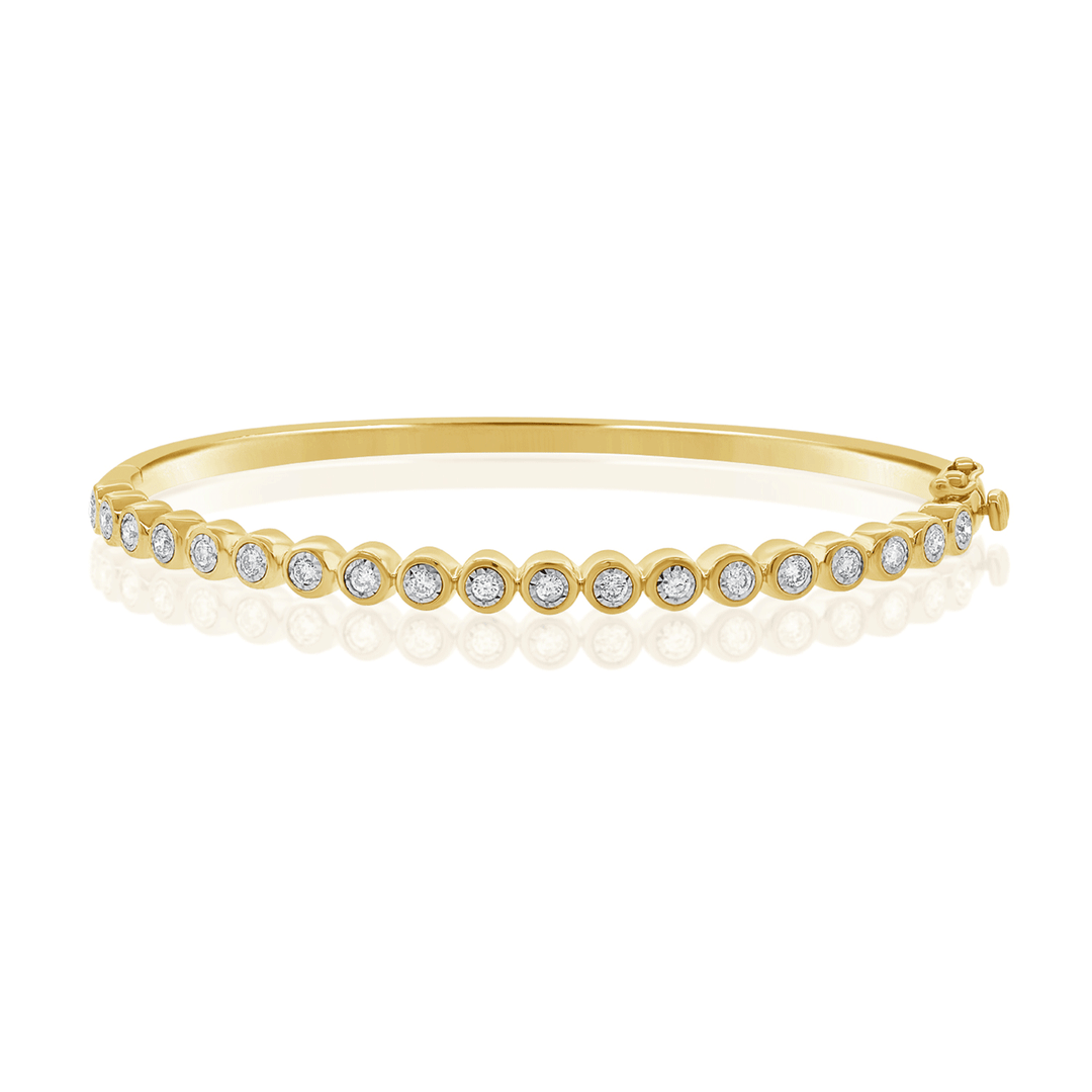 Classic 14k Yellow Gold and .47 Total Weight Diamond Bangle Bracelet