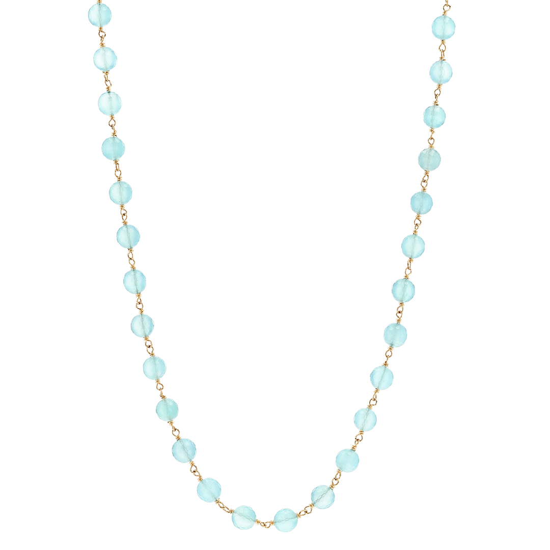 14k Yellow Gold and Chalcedony Bead Necklace