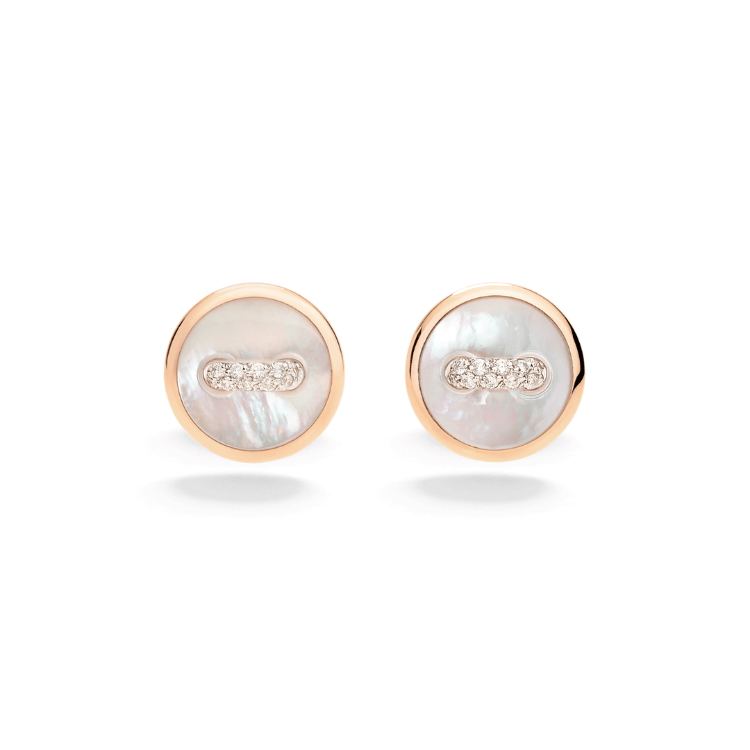 Pom Pom Dot 18k Rose Gold Mother Of Pearl Diamond Earrings