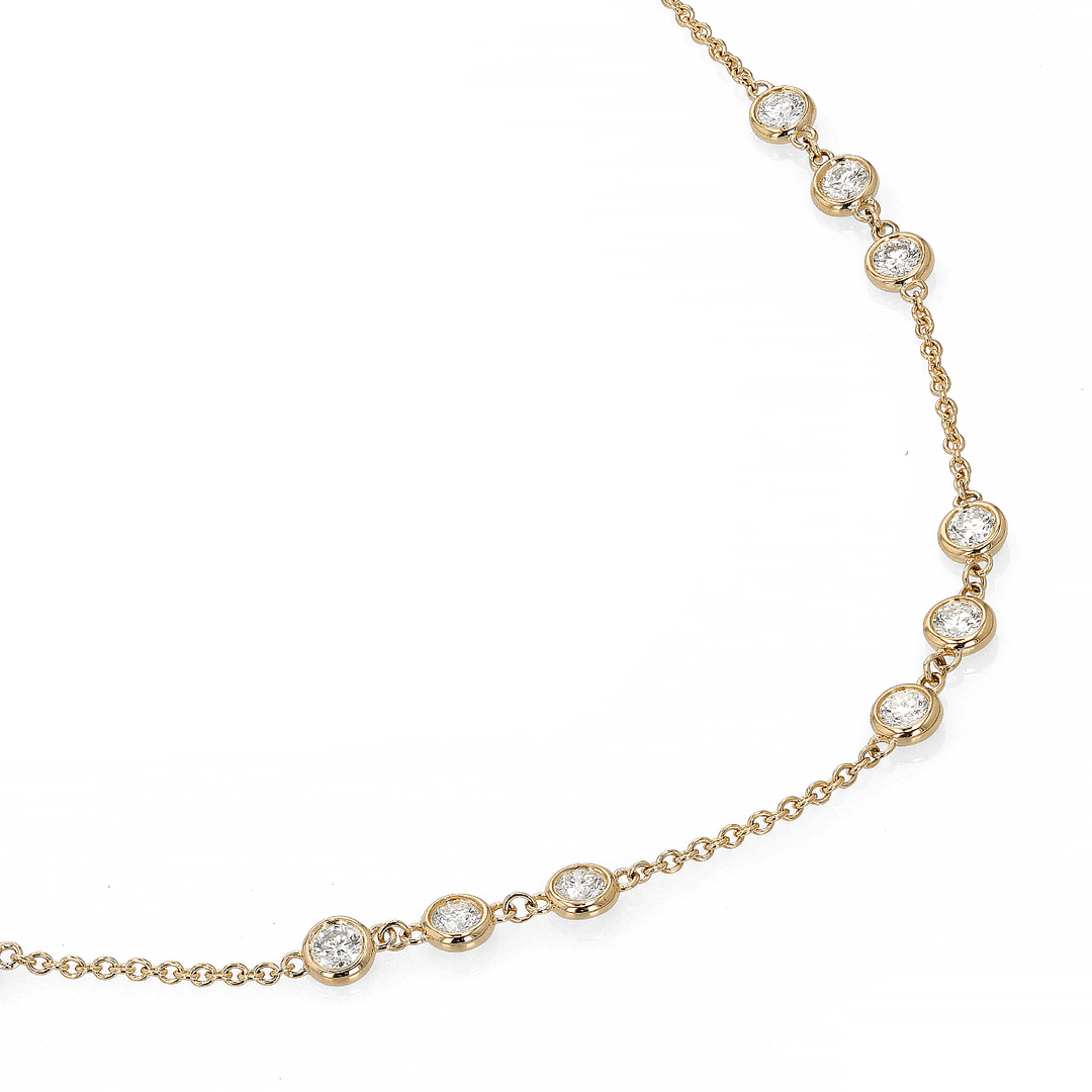 14k Yellow Gold Diamonds By The Yard 2.72 Total Weight Necklace