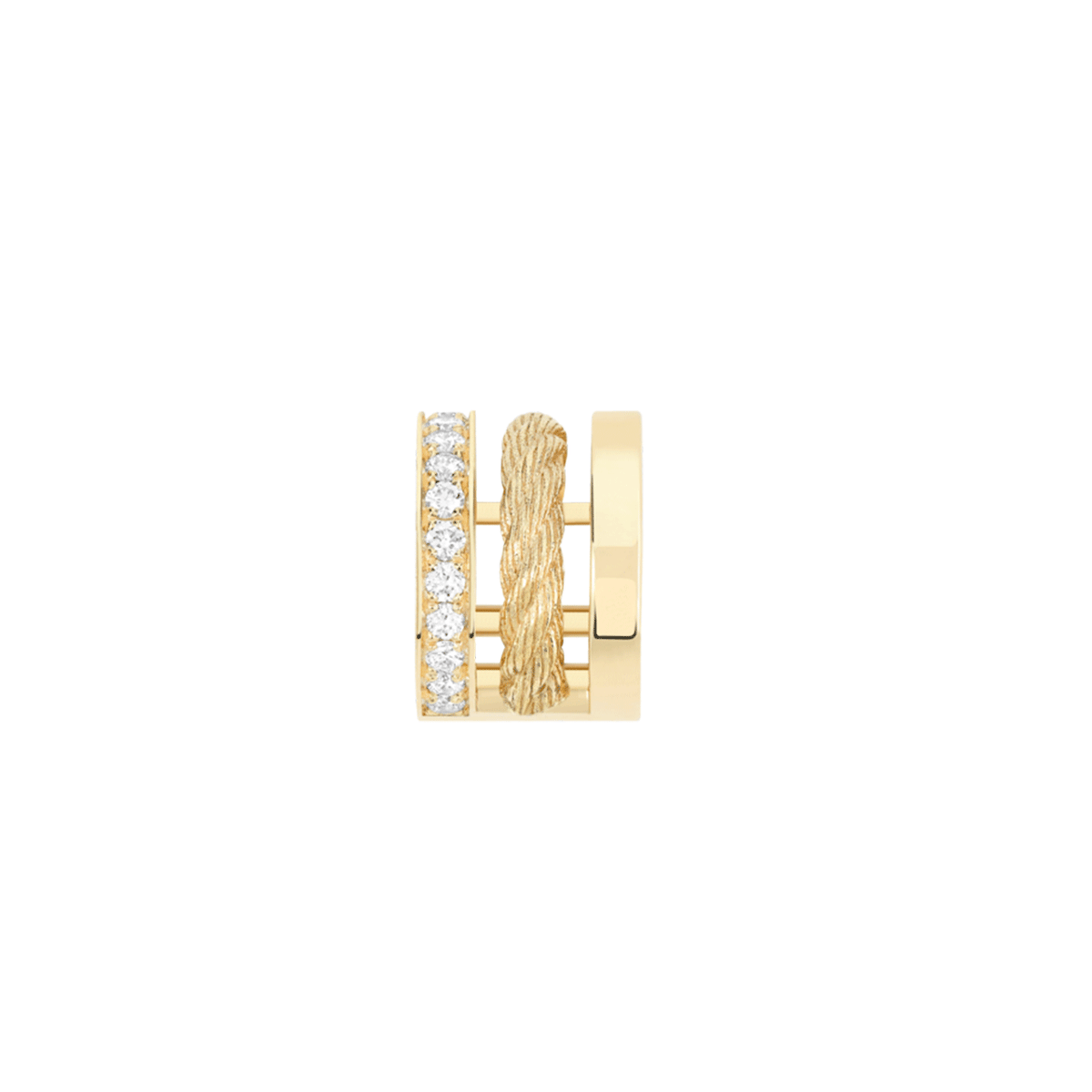 FRED Force 10 Rise 18k Yellow Gold and Diamond Ear Clip Single