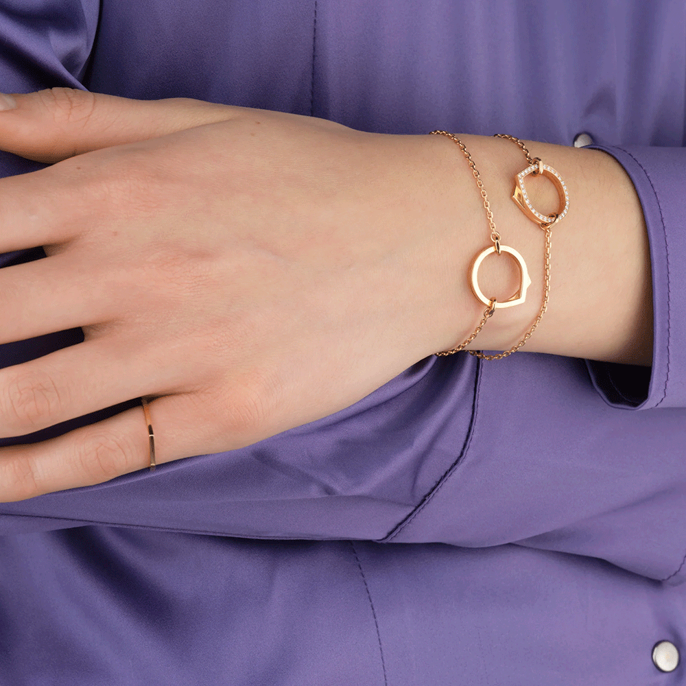 Repossi Antifer Chain Bracelet in Rose Gold with Diamonds