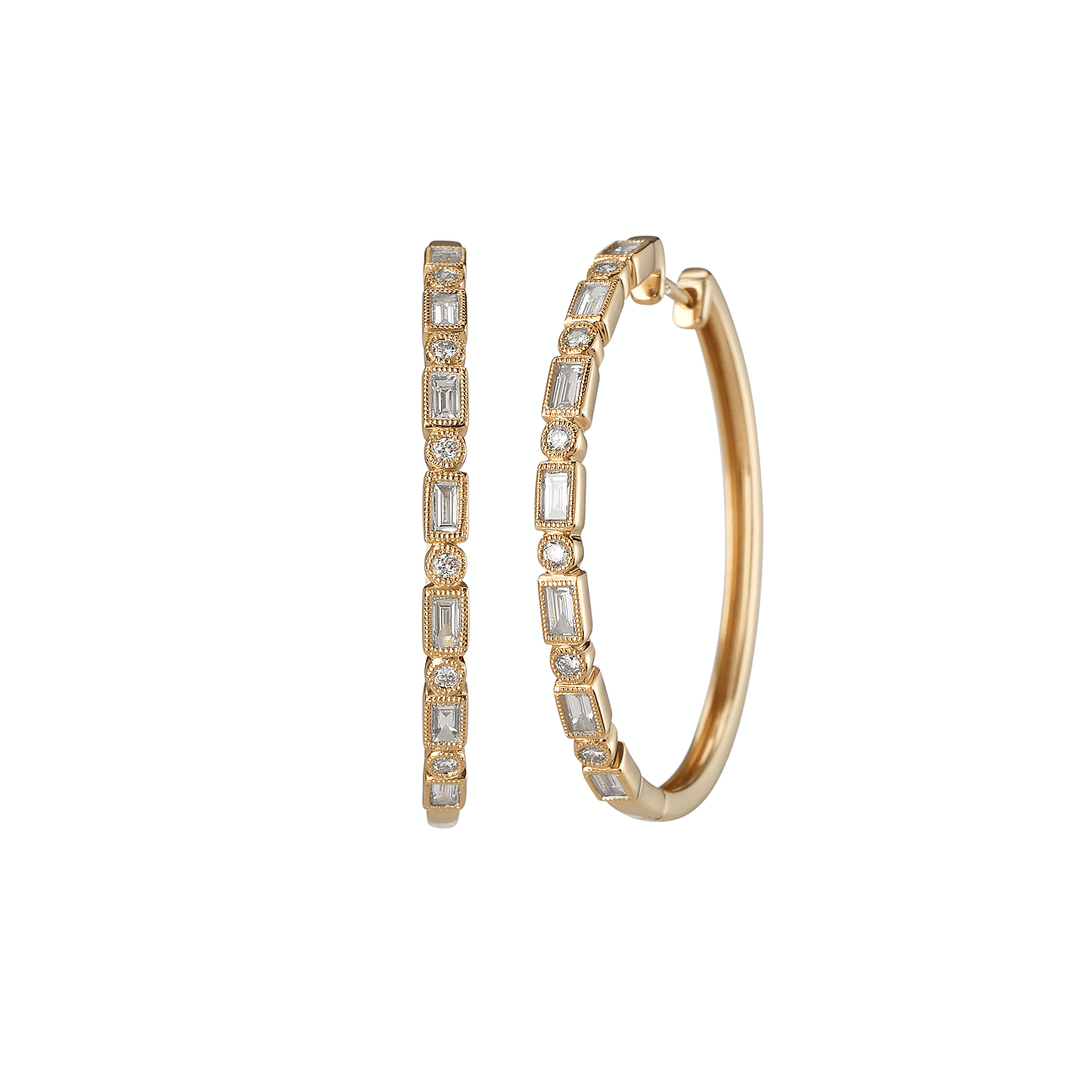 Hamilton Heritage Collection 18k Yellow Gold and Diamond Hoops