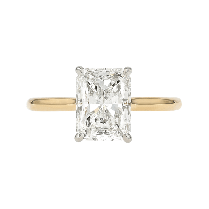 Platinum 18k Gold and Radiant Cut Diamond 2.21 Total Weight Solitaire RIng