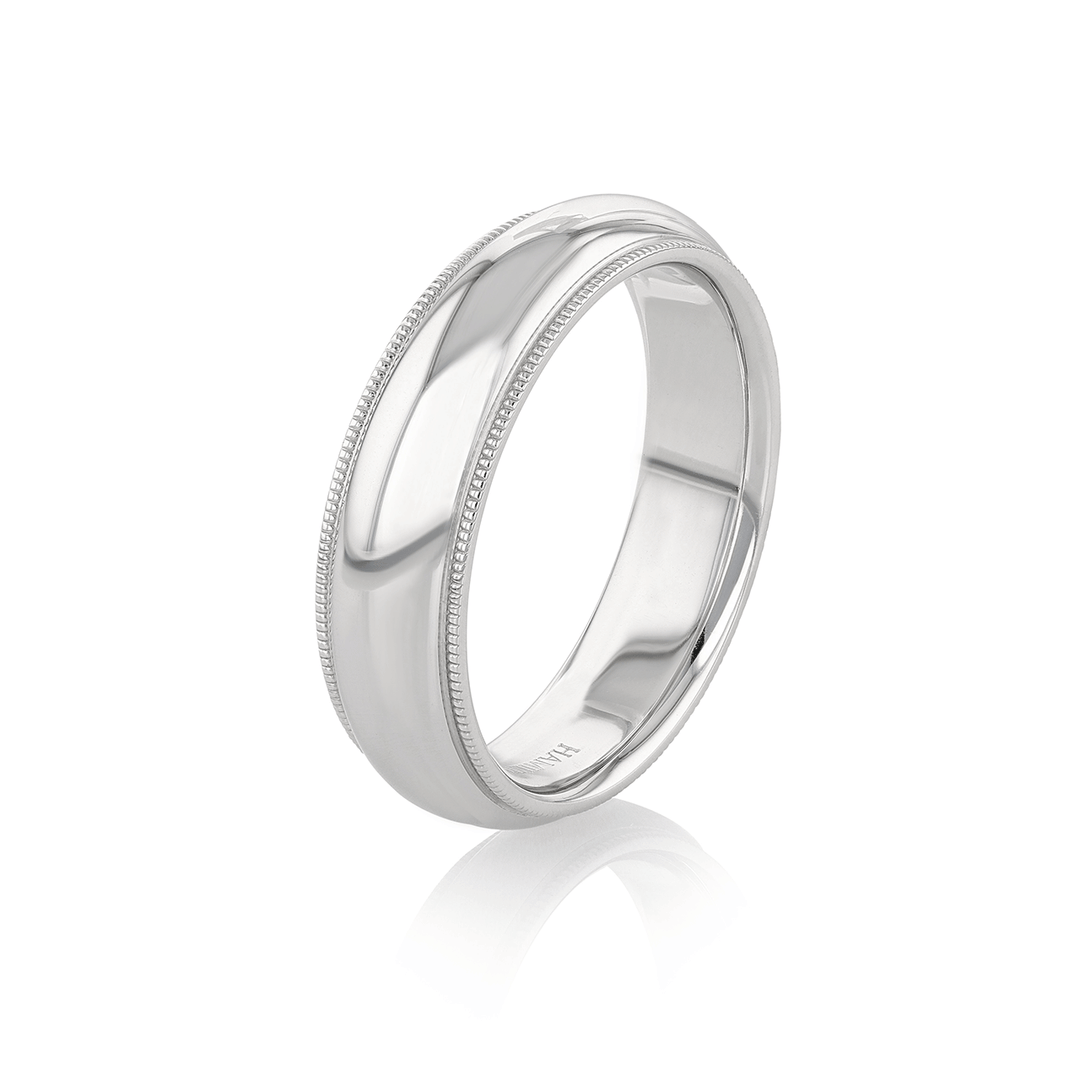 Hamilton Collection 18k White Recycled Gold 6mm Milgrain Comfort Fit Wedding Band