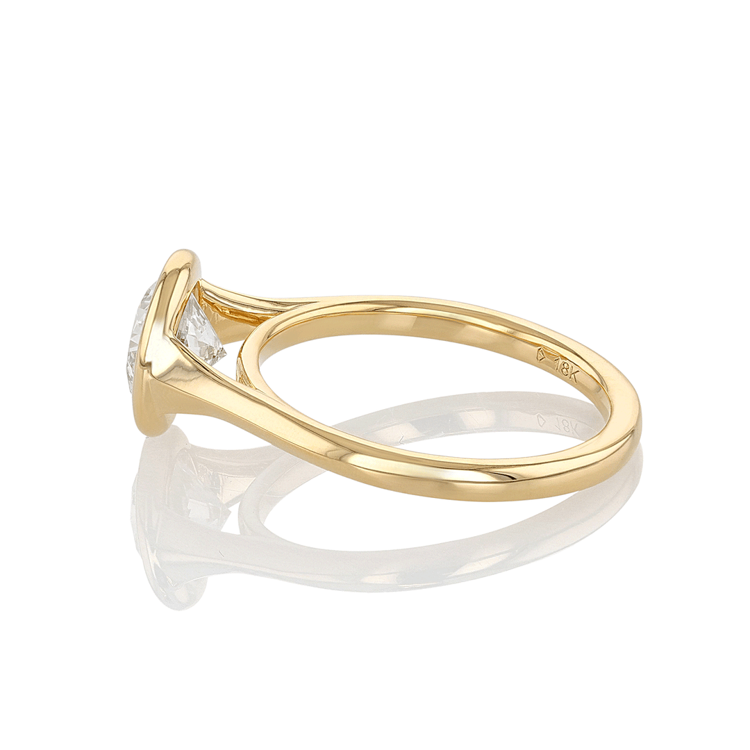 18k Yellow Gold and 1.51 Total Weight Diamond Bezel Ring