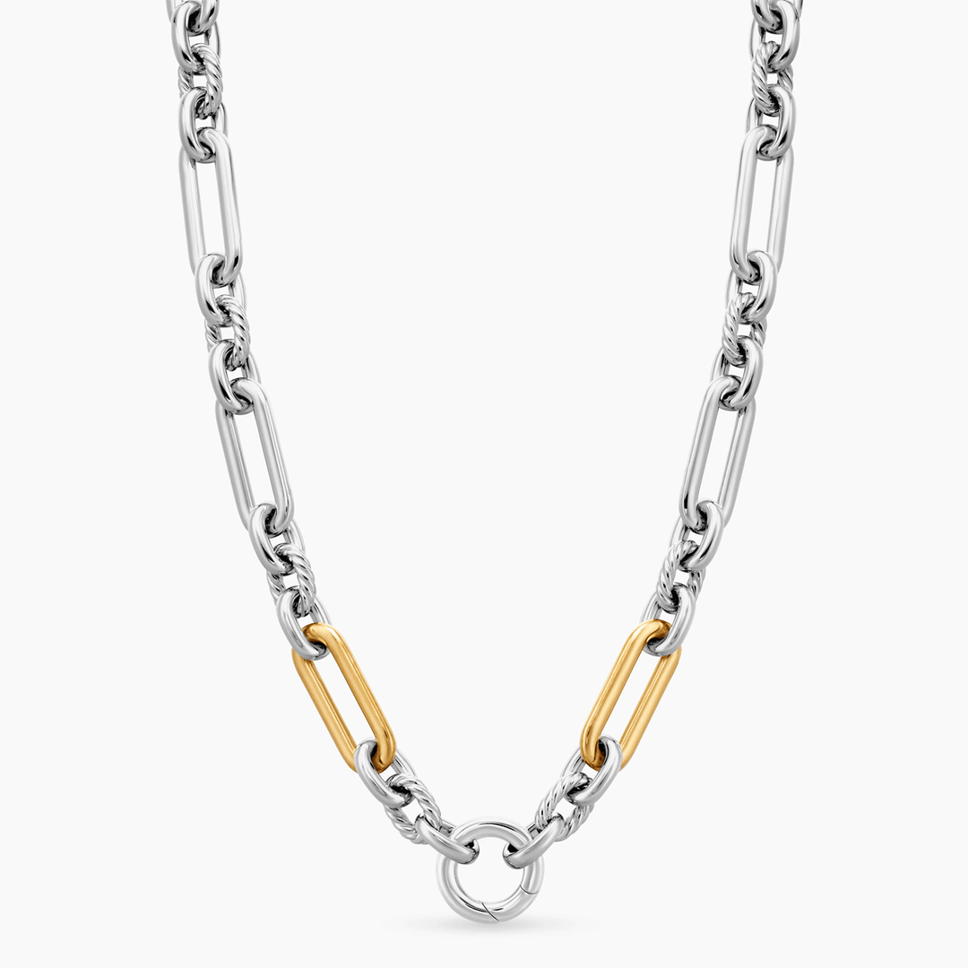 David Yurman Lexington Chain Necklace Sterling Silver with 18k Yellow Gold, 9.8mm