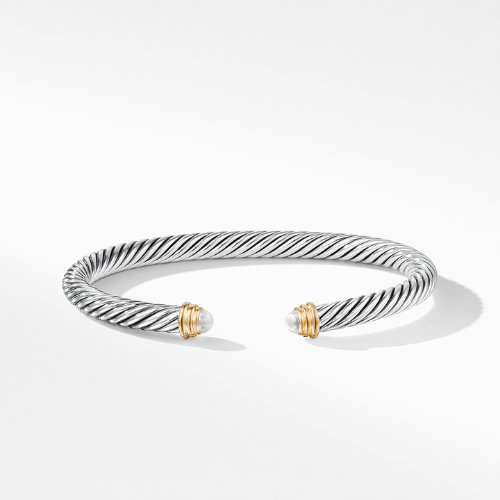 David Yurman Cable Classic Collection Bracelet with Pearls and 14k Yellow Gold,5mm